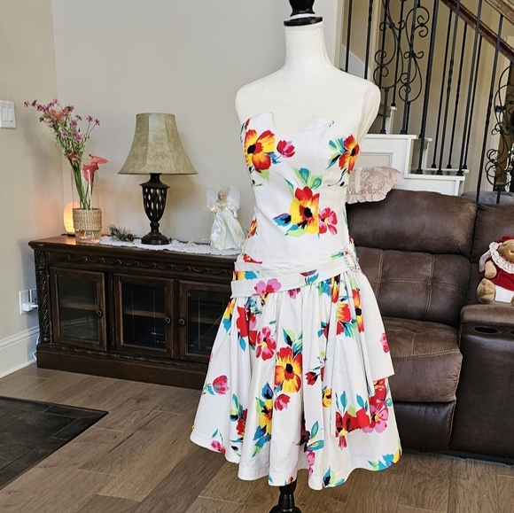 Nwt RIMINI 100% COTTON Sakowitz flower tea dress 10 - Picture 5 of 15